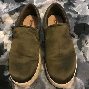 Olive slip on shoes